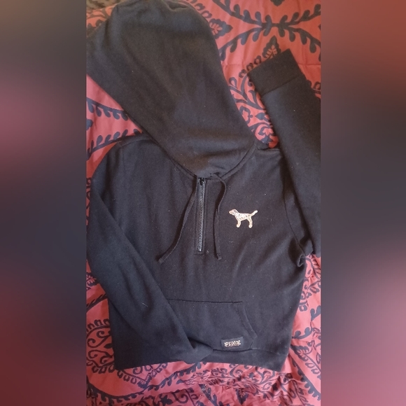 Like new Victoria's secret pink bling 1/4 zip hoodie size medium - Picture 2 of 11